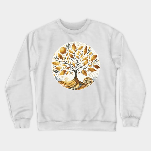 Swirly Gold Tree of Life Crewneck Sweatshirt by Heartsake